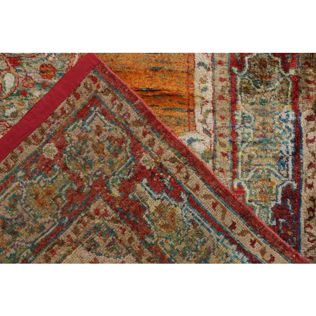 Rug & Kilim’s Classic Agra Style Rug in Orange-Red, Blue Medallion Pattern For Sale - Image 9 of 9