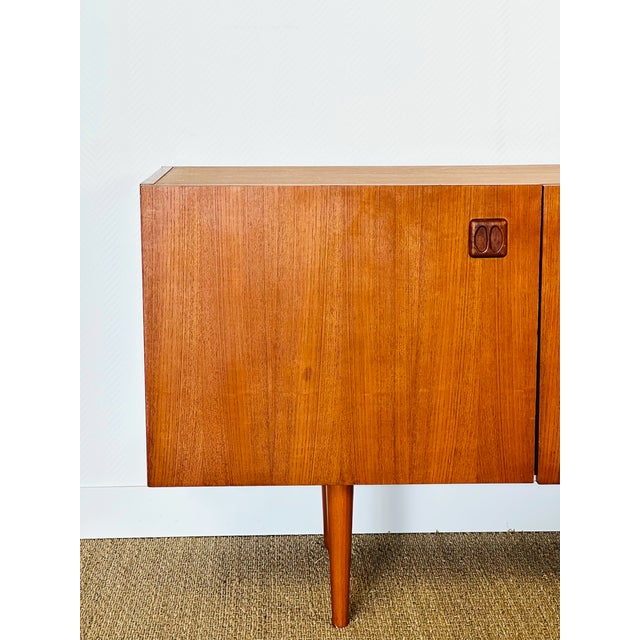 Scandinavian Teak Sideboard with 4 Doors and Tapered Legs, 1960s For Sale - Image 13 of 18