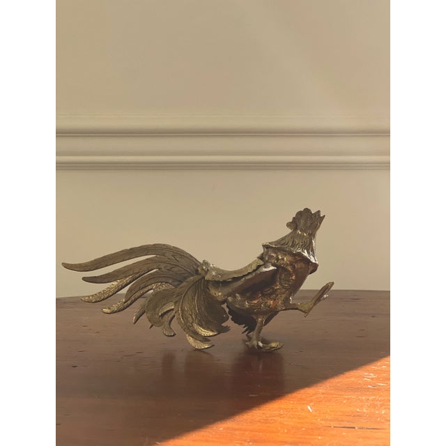 Mid 20th Century Brass Fighting Roosters- a Pair For Sale - Image 10 of 12