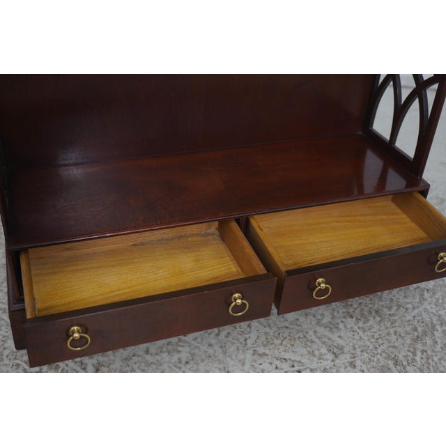 1990s Pair Baker Chippendale Mahogany 1 Drawer Small Bookshelves For Sale - Image 5 of 18