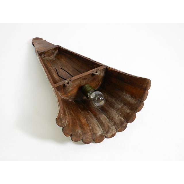 Brown Large Wall Lamp in Aluminum-Plated Wood, 1950s For Sale - Image 8 of 14