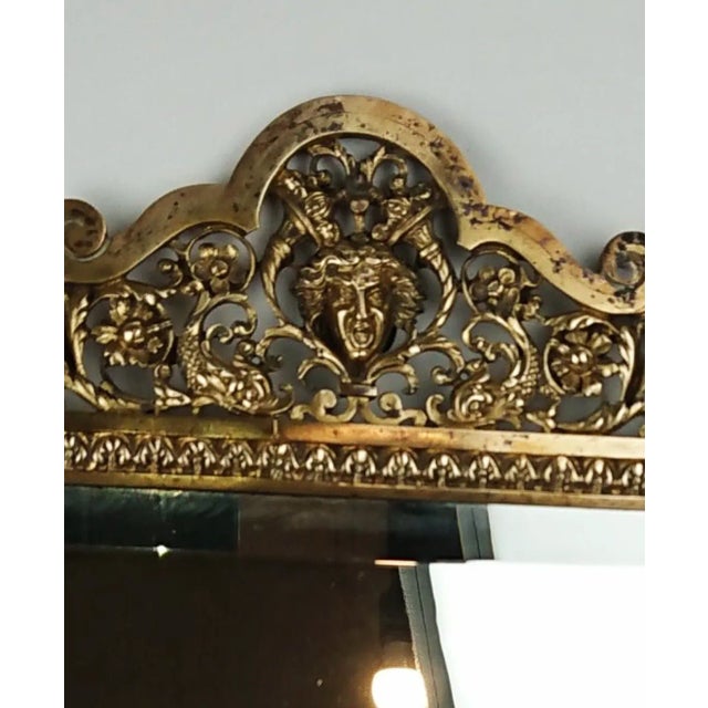 Metal Brass Wall Mirror, Early 1900s For Sale - Image 7 of 14