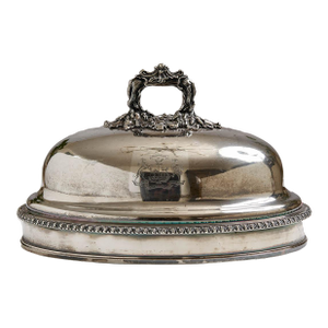 Antique English Silver Plate Food Dome With Armorials