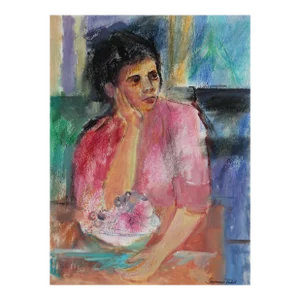 Seated Expressionist Portrait of a Woman 20th Century Pastel