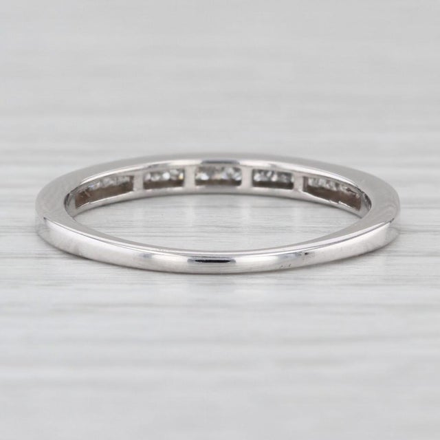 2010s 0.22ctw Princess Diamond Wedding Band 14k White Gold Size 8.5 Stackable For Sale - Image 5 of 8