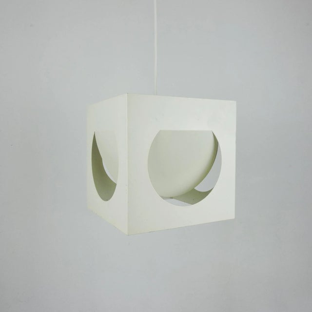 White Mid-Century Finnish Geometric Pendant Lamp by Shogo Suzuki for Stockmann-Orno, 1960s For Sale - Image 8 of 9