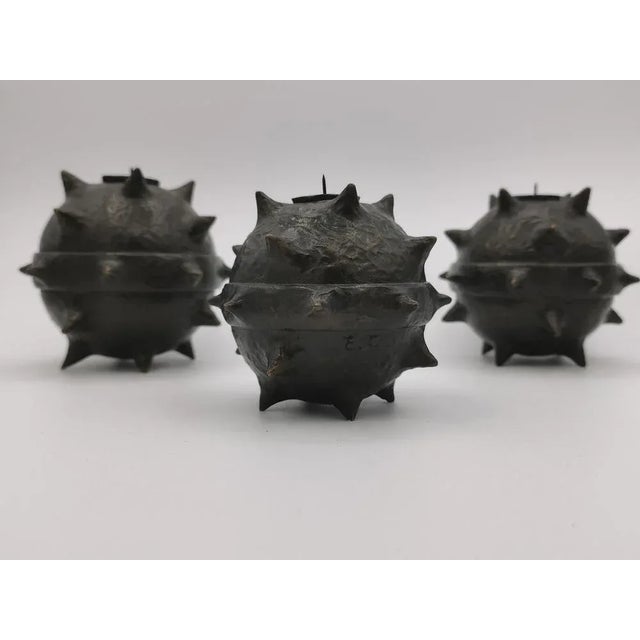 Contemporary Sphaerae Candlesticks by Emanuele Colombi, Set of 3 For Sale - Image 3 of 6