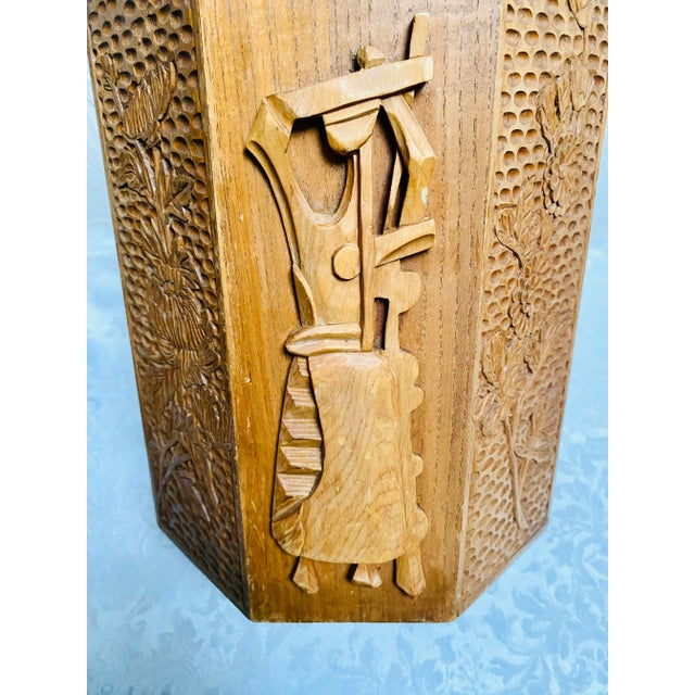 Sienna Mid Century Hand Carved Teakwood Wine Holder Ice Bucket For Sale - Image 8 of 13