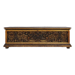 Venetian Carved and Polychroom Oak Chest For Sale