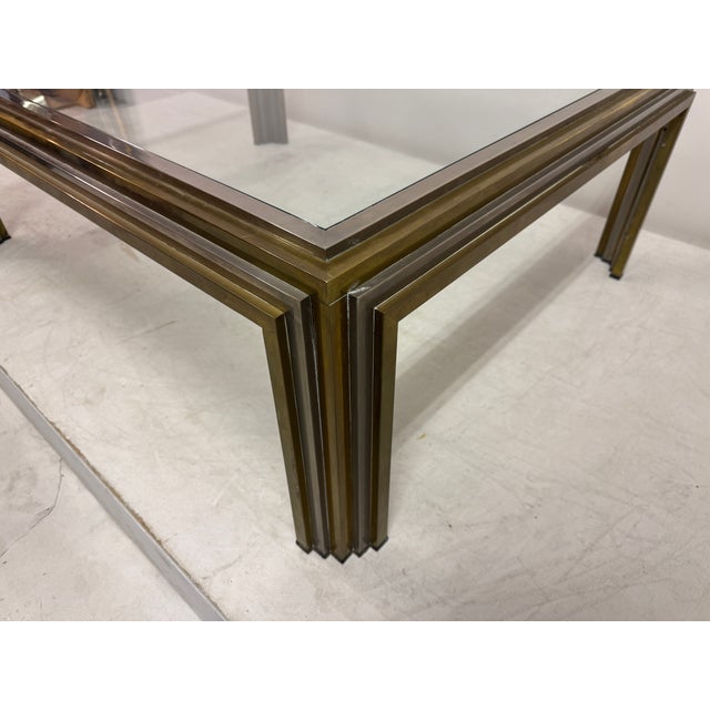 Vintage French Steel and Brass Coffee Table, 1970s For Sale - Image 11 of 13