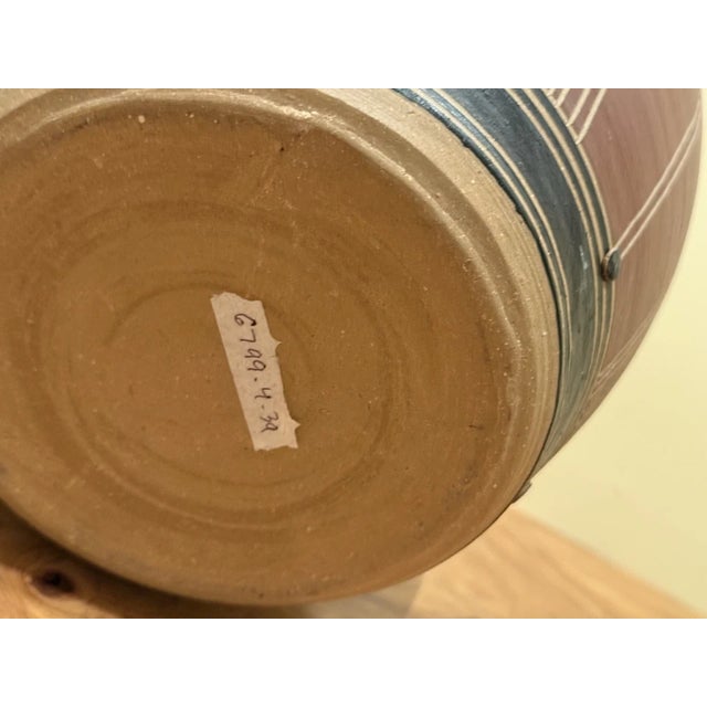 Ceramic 1980s Kenneth Allen Fine Stoneware Pottery Vase Scraffrito Design 11" Signed & Dated For Sale - Image 7 of 15