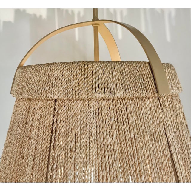 Original retail $2860, stylish Currey & Company Organic Modern Natural Rope Large Parnell Pendant, showroom floor sample