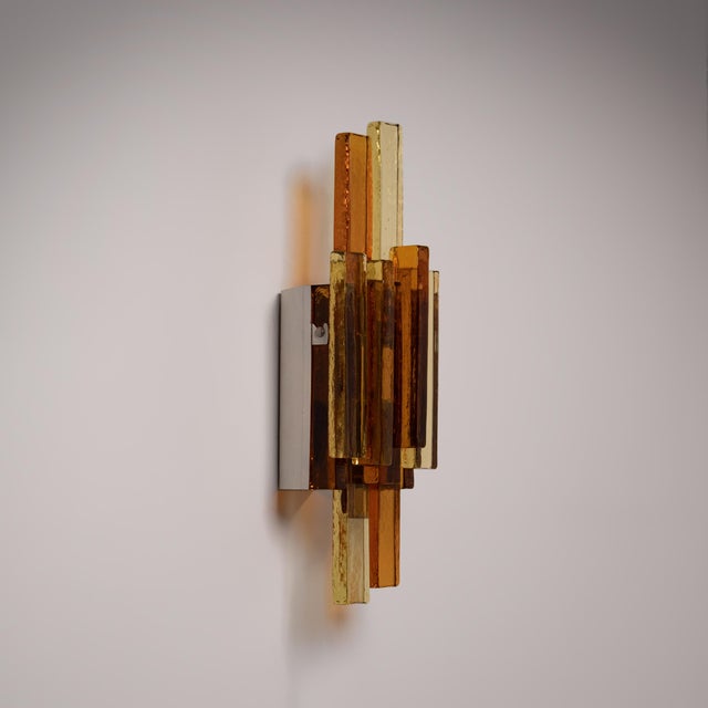 A beautiful Danish mid-century glass wall lamp designed by Svend Aage Holm Sørensen for his own company, Holm Sørensen &...