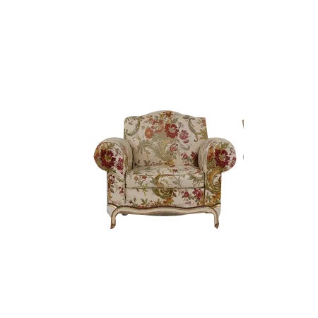 French Floral Lounge Chair For Sale