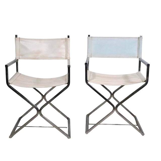 Mid 20th Century Hollywood Regency Chrome and Vinyl Directors Chairs In For Sale - Image 14 of 18