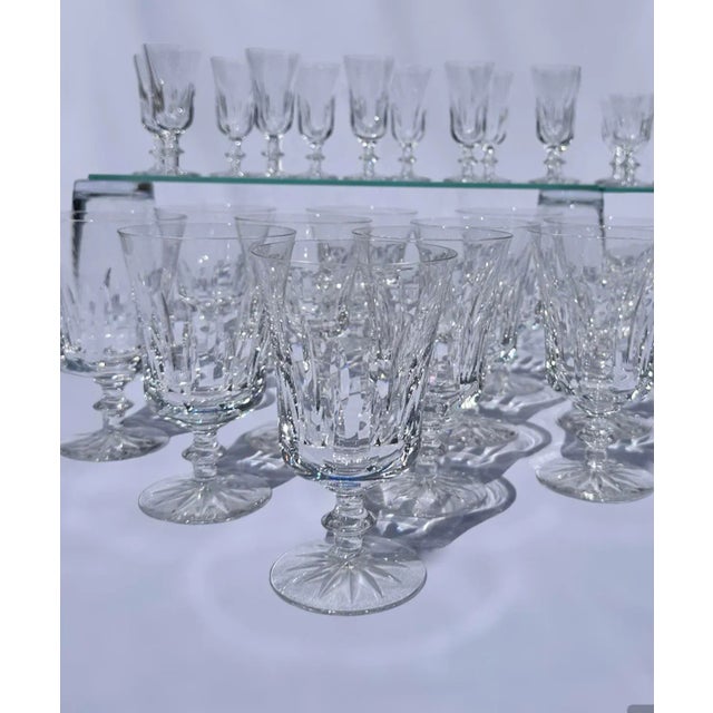 Large Set of 45 Signed Orrefors Sweden Crystal Glass Drinkware Stemware 11 Service Settings Goblet Water Champagne Wine Cordial Barware For Sale - Image 11 of 13
