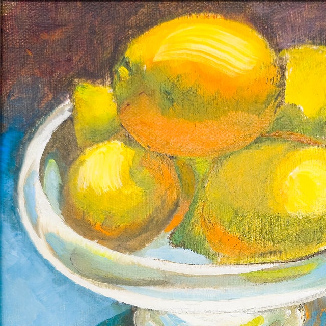Modern Banana and Citrus Still Life on Turquoise Ground - Maurine Manaro, C. 1983 For Sale - Image 3 of 10