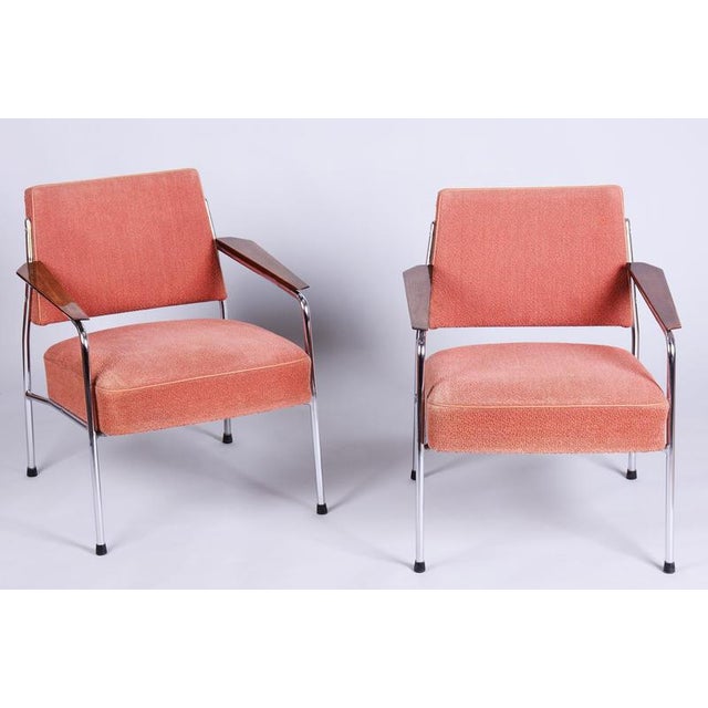 Bauhaus Bauhaus Seating Set in Tubular Chrome-Plated Steel, Czech, 1940s, Set of 3 For Sale - Image 3 of 14