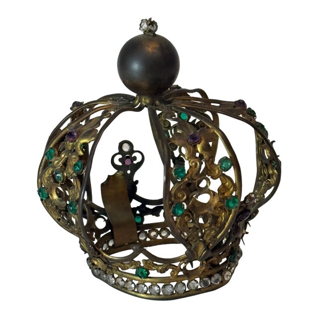 Antique French Brass Religious Crown – Late 19th Century For Sale