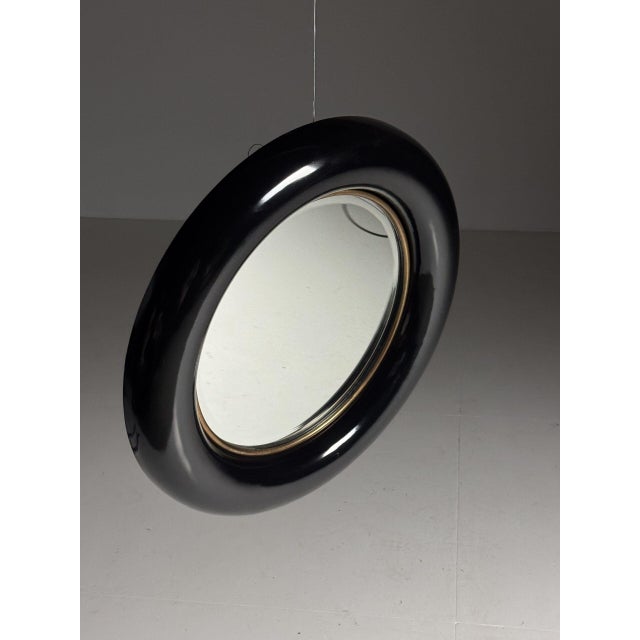 Vintage Round Black Mirror, 1980s For Sale - Image 4 of 18