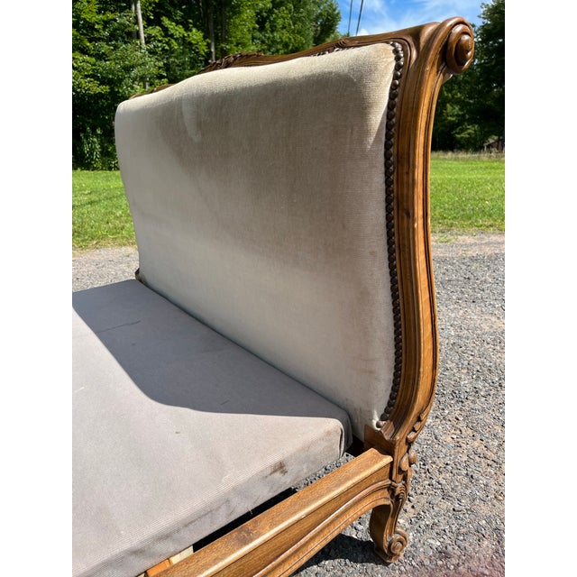 French Upholstered Carved Wood Daybed For Sale - Image 10 of 12