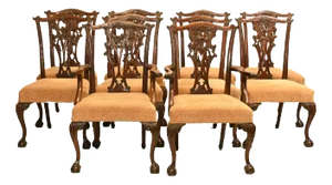 Gothic Chippendale Dining Chairs in Mahogany, 1890, Set of 10