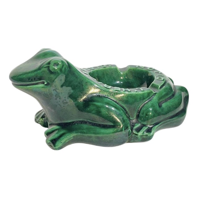 Vintage French Green Frog Ashtray Catchall Dijon For Sale