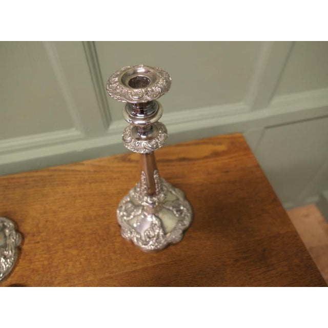 2000 - 2009 19th Century Silver Plated Candlesticks, Set of 2 For Sale - Image 5 of 9