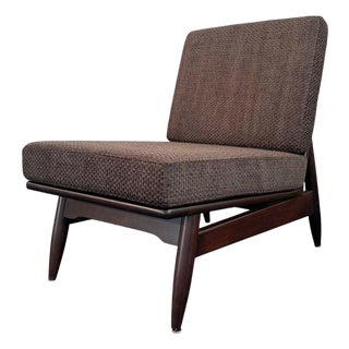 1960s Scandinavian Modern Ebonized Slipper Lounge Chair For Sale