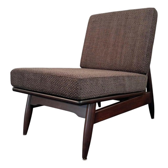 1960s Scandinavian Modern Ebonized Slipper Lounge Chair For Sale