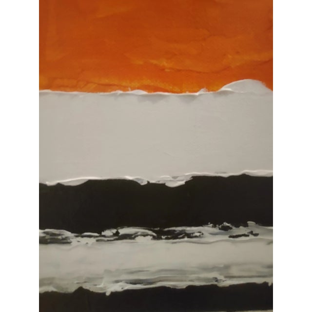 2010s Abstract Orange Black and White Acrylic Paintings - Set of 3 For Sale - Image 5 of 6