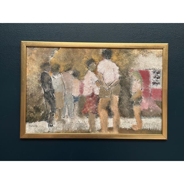 1990s Erling Slagerstad, Gathering, 1992, Oil on Panel, Framed For Sale - Image 5 of 16