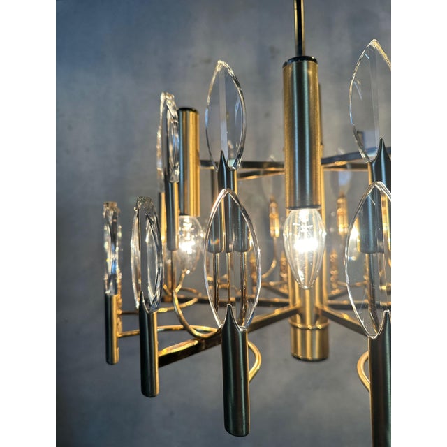 Gold Vintage Chandelier by Oscar Torlasco for Stilkronen, 1970s For Sale - Image 8 of 11
