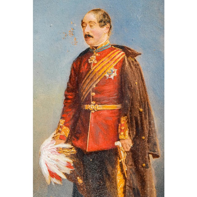 Amazing Ornate Victorian Antique Anton Boehm Brass Picture Photo Frame With Painting Portrait Miniature of British Soldier For Sale - Image 10 of 13