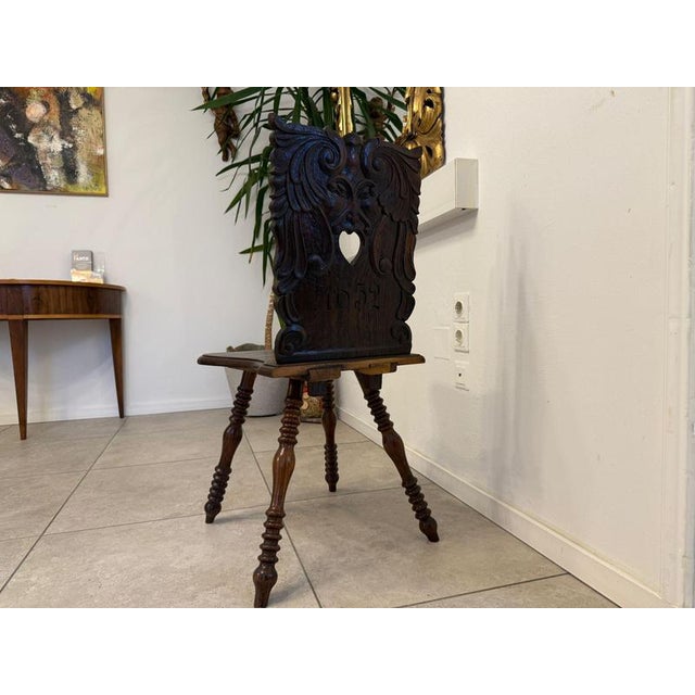 Alpine Farmers Chair in Walnut, 1650s For Sale - Image 5 of 9