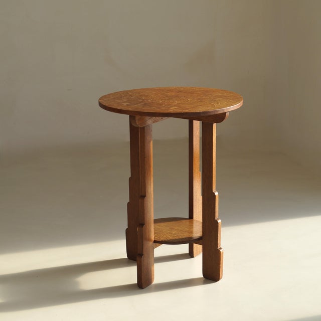 1920s Dutch Amsterdam School Art Deco Stepped Side Table with Ball Feet, 1920s For Sale - Image 5 of 16