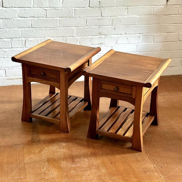 Scroll-Top Nightstands in Indian Rosewood, Set of 2 For Sale - Image 10 of 11