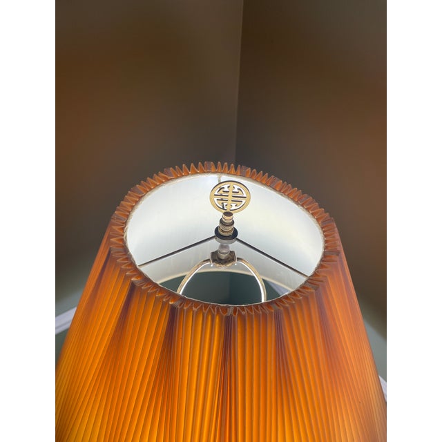 Vintage 31" Japanese Satsuma Moriage Table Lamp With Pleated Shade For Sale - Image 14 of 18