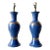 Mid Century Modern Blue and Gold Porcelain Table Lamps - a Pair For Sale