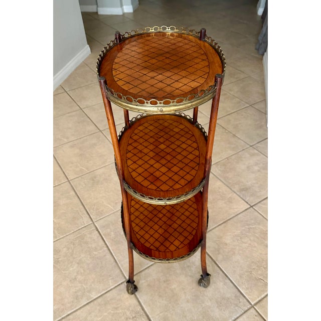 Late 19th Century French Antique Three-Tier Parquetry Etagere For Sale - Image 5 of 12