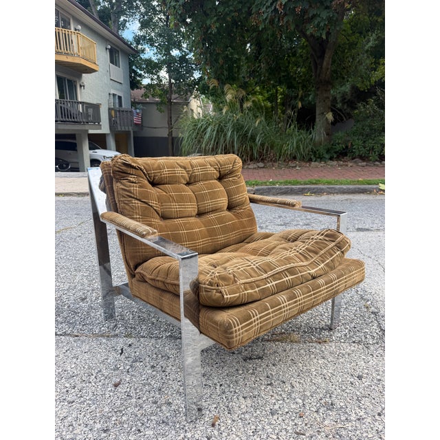 Milo Baughman Style Flat Bar Chrome Lounge Chair For Sale - Image 12 of 12