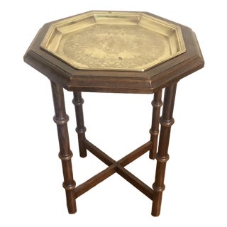 Brandt Brass Tray Side Table Faux Bamboo For Sale