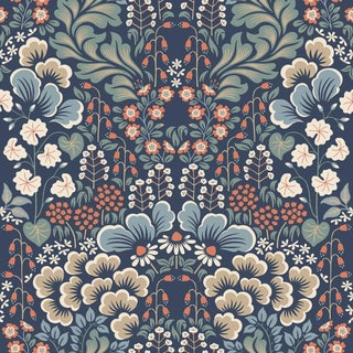 SAMPLE - Boråstapeter Blomstervall Wallpaper In Midnight Multi For Sale