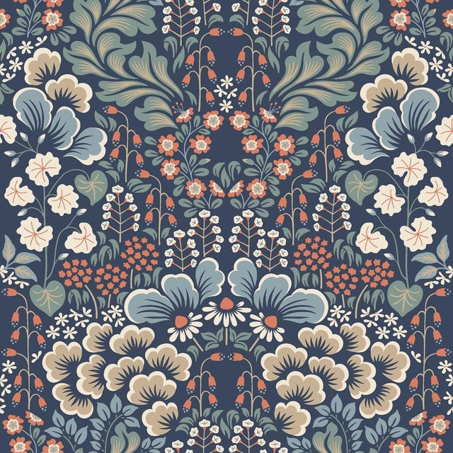 SAMPLE - Boråstapeter Blomstervall Wallpaper In Midnight Multi For Sale