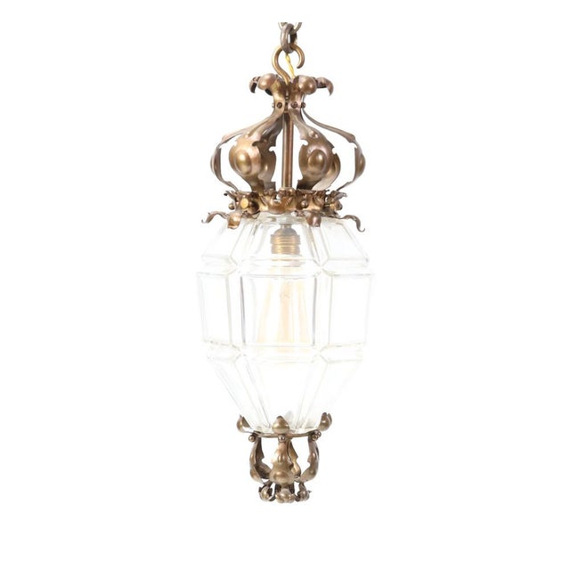 Patinated Brass Arts & Crafts Lantern, 1900s For Sale - Image 13 of 17