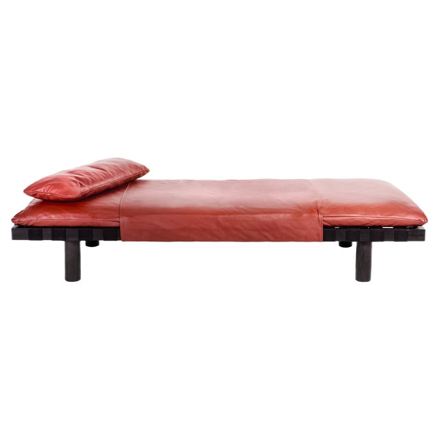 Pallet Daybed 4400LT-SS in Terracotta Leather and Black Frame by Sebastian Herkner for Pulpo For Sale