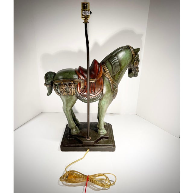 Pair of Monumental Tang Dynasty–Style Horse Lamps – Hollywood Regency Vibes For Sale - Image 6 of 8