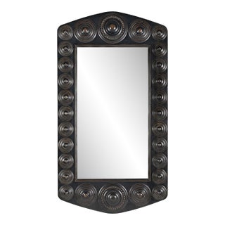 NOIR Nanna Mirror, Hand Rubbed Black with Light Brown Trim For Sale