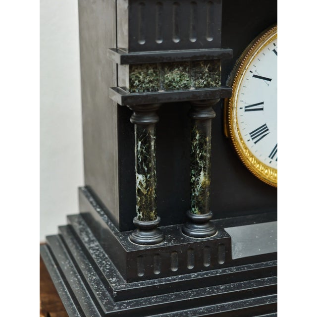 Antique Art Deco Mantel Clock in Marble, 1920s, Set of 3 For Sale - Image 6 of 12