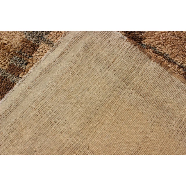 Mid 20th Century Turkish Vintage Tulu Rug With Modern Simple Square Design in Tan and Brown For Sale - Image 12 of 13